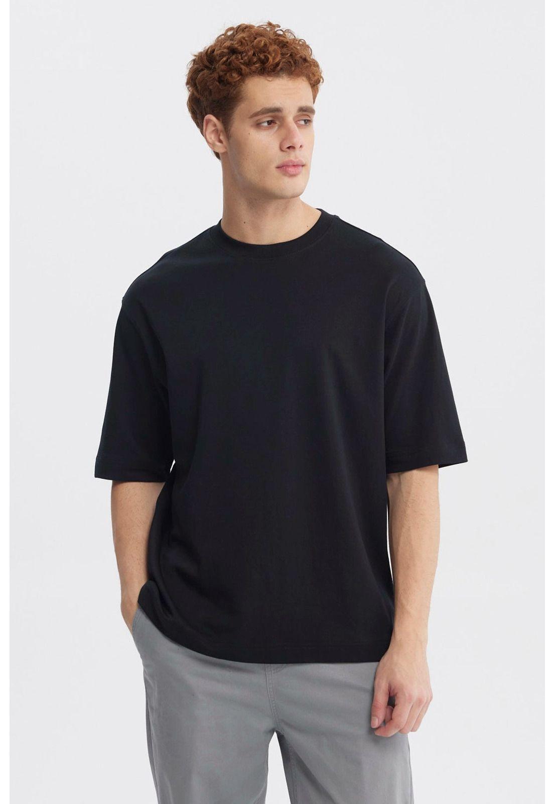 Polera Hombre Loose Fit Negro - ll-0