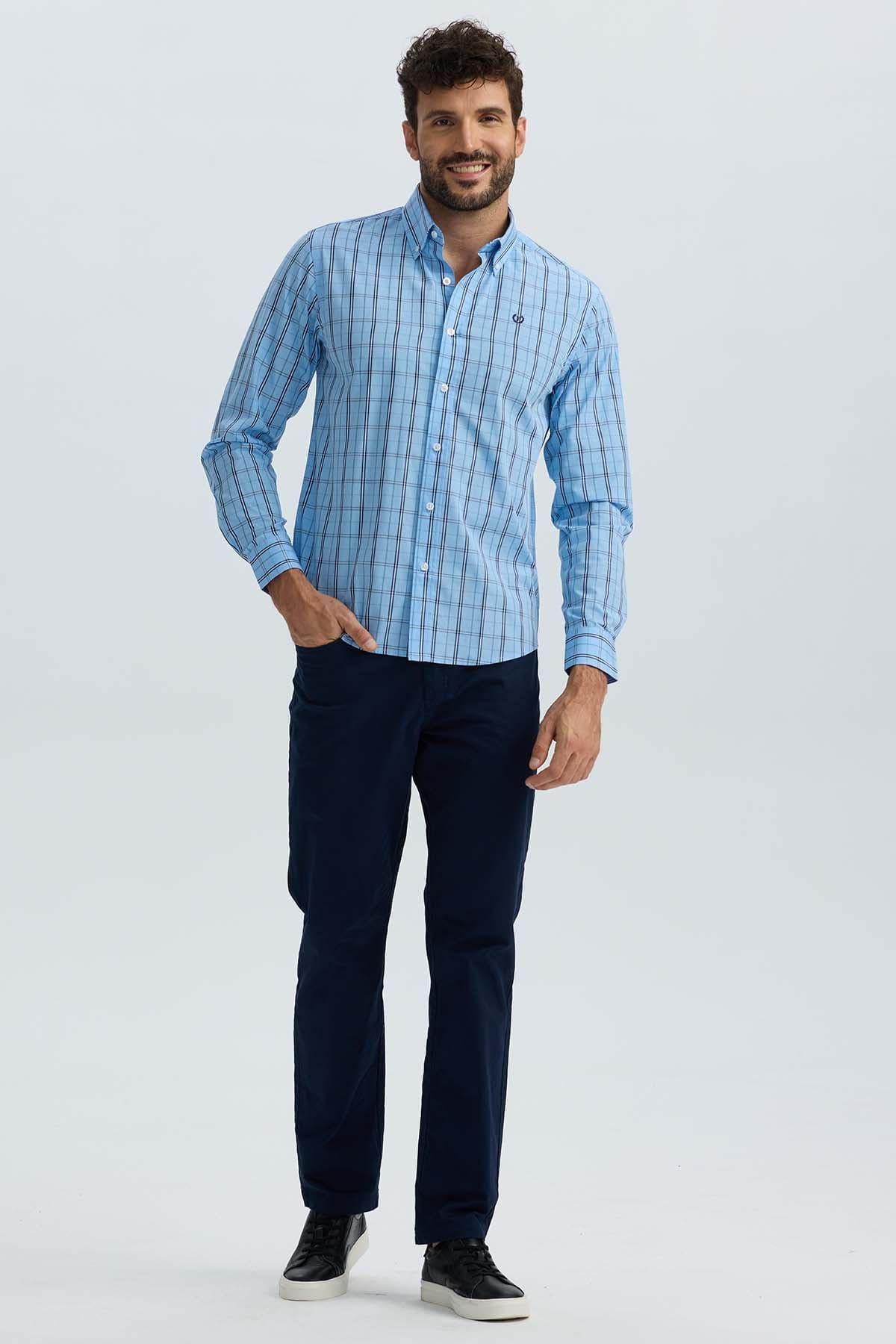 Camisa Hombre Cuadros Azul-3