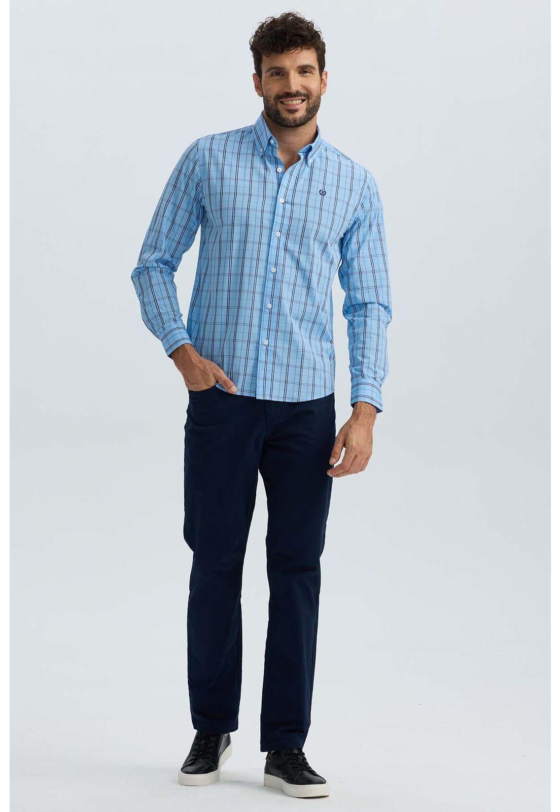 Camisa Hombre Cuadros Azul-3