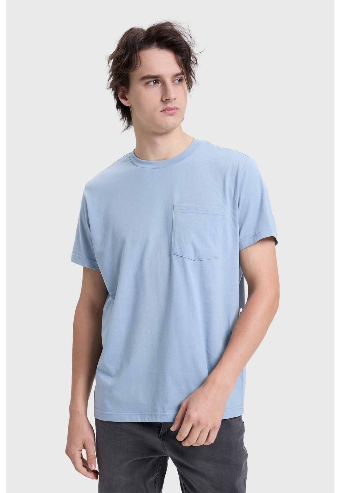 Polera Hombre Con Bolsillo Azul - lll-0