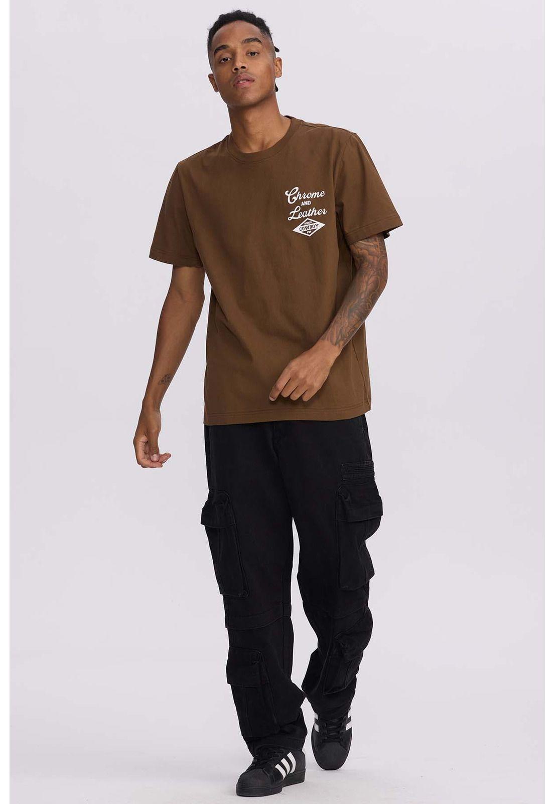 Polera Hombre Doble Print Chocolate-3