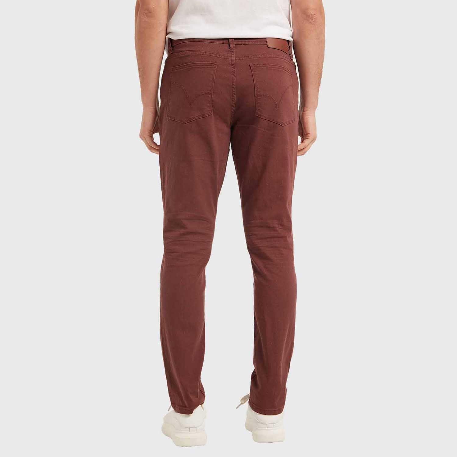 Jeans Hombre Slim Color Burdeo-2