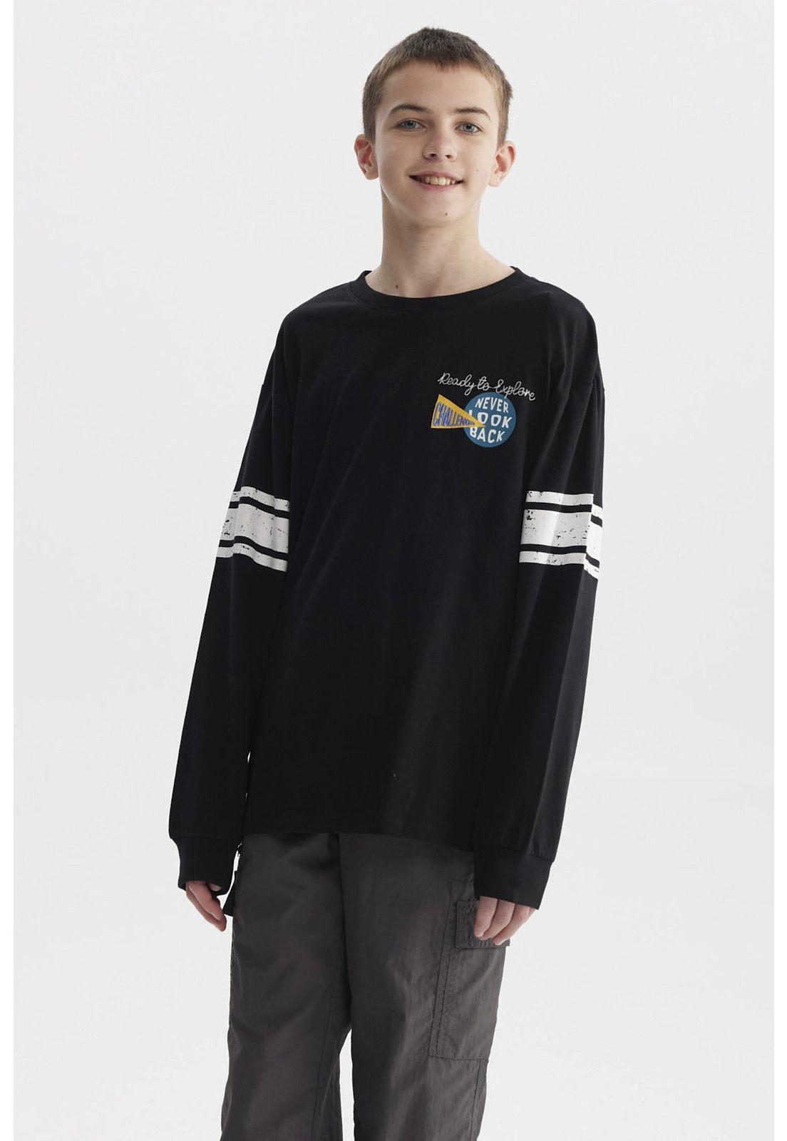 Polera Niño College Con Franjas Negro-0