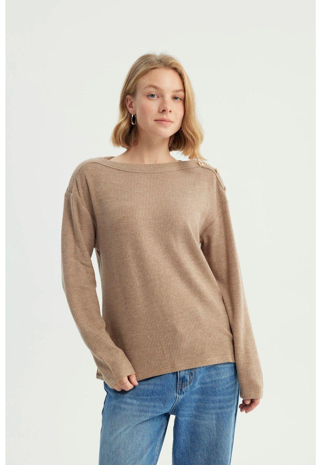 Sweater Mujer Clásico Beige - ll-0