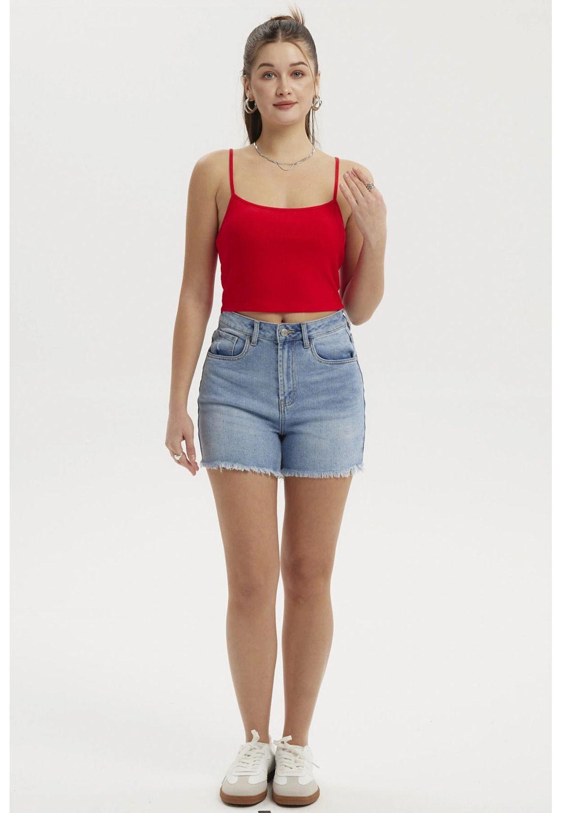 Polera Peto Mujer Crop Rib Rojo Oscuro-3