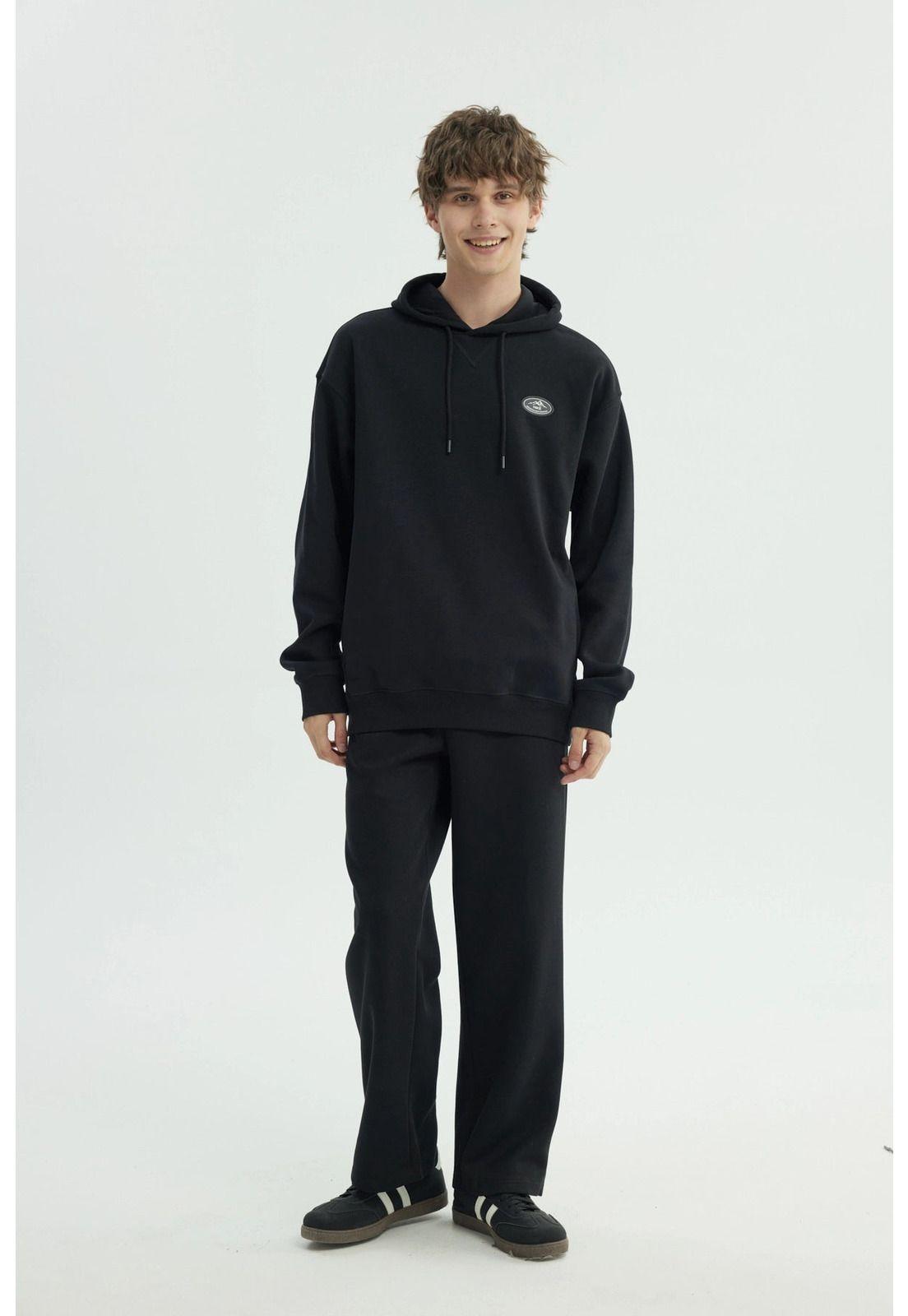 Polerón Hombre Oversize Negro - Vl-3