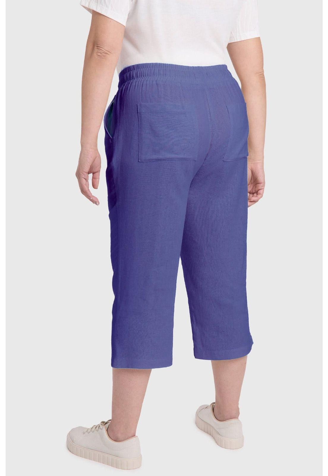 Pantalón Mujer Lino Azul-2