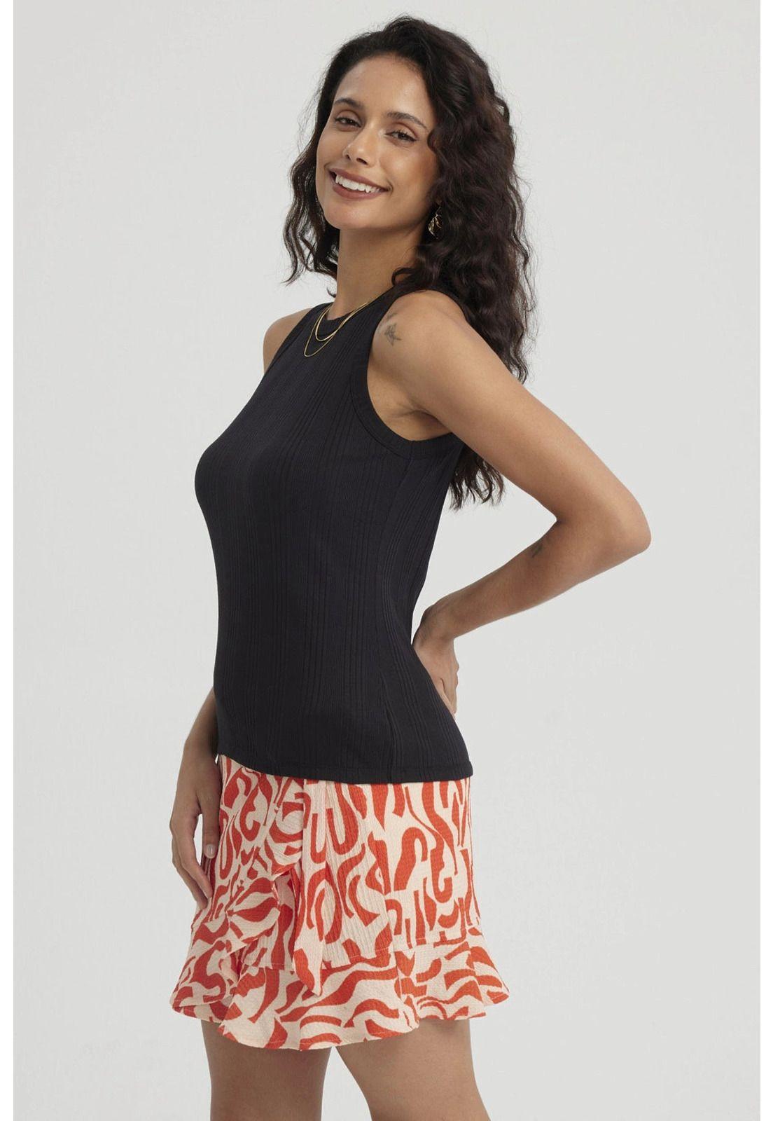 Polera Mujer Rib Lisa Negro-3