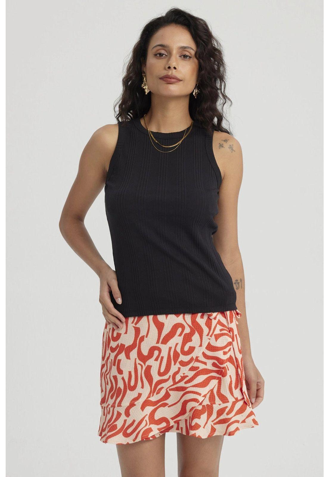 Polera Mujer Rib Lisa Negro-4