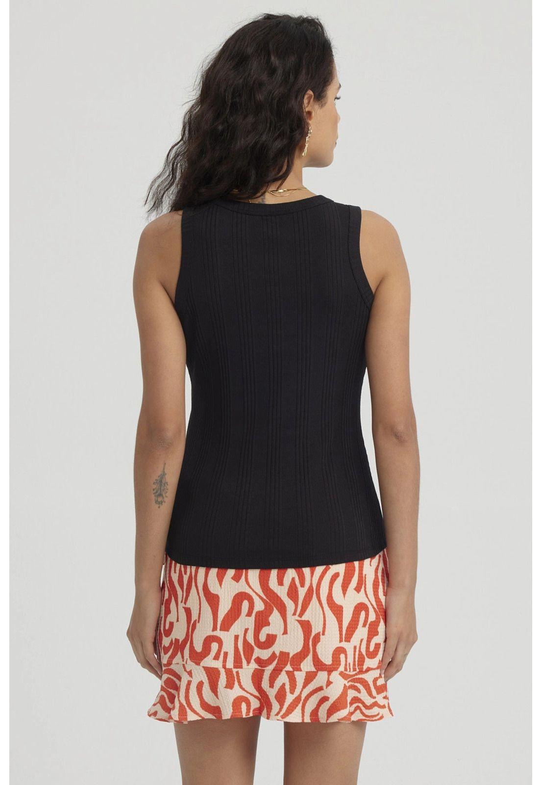 Polera Mujer Rib Lisa Negro-6