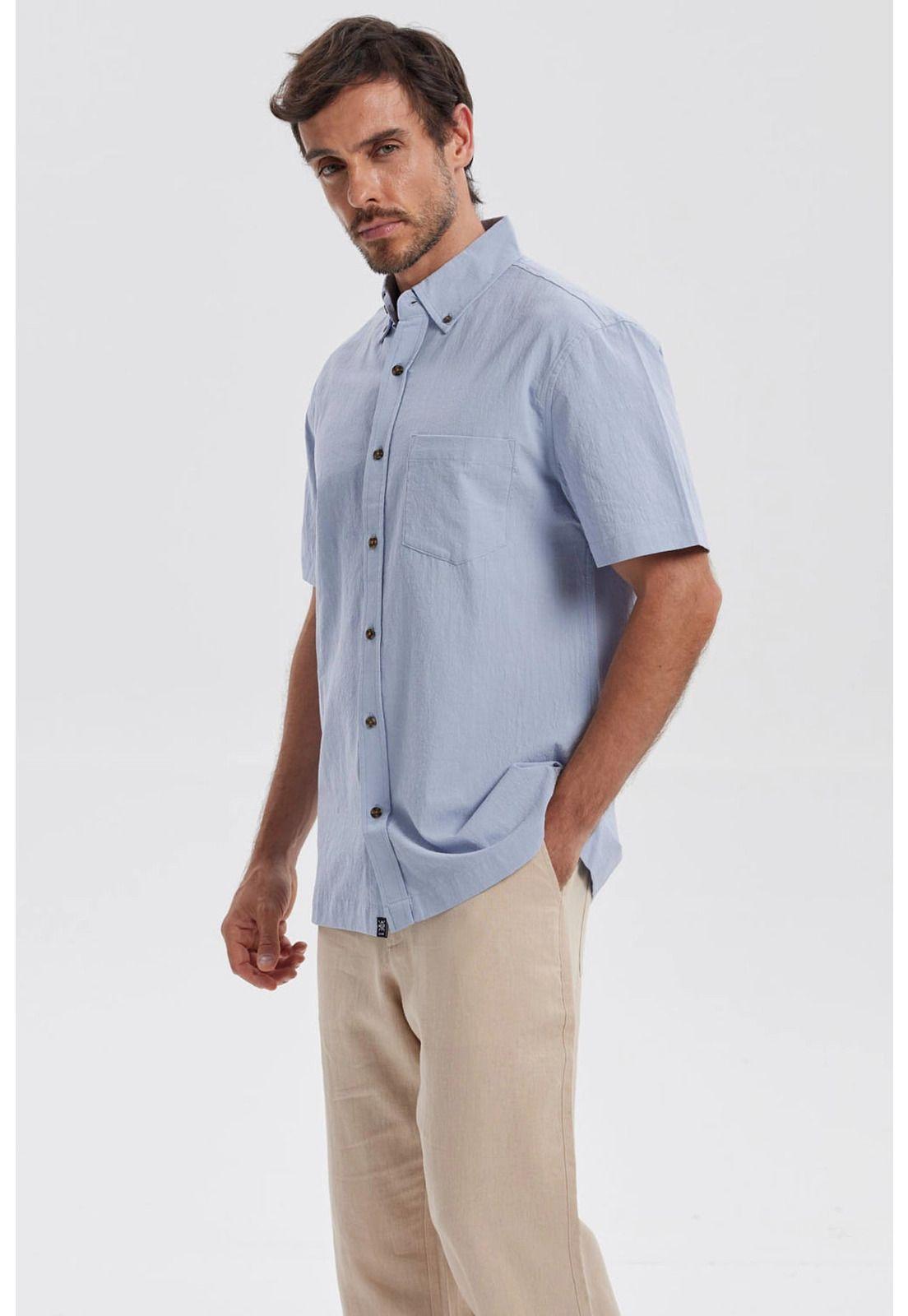 Camisa Hombre Con Bolsillo Azul-1