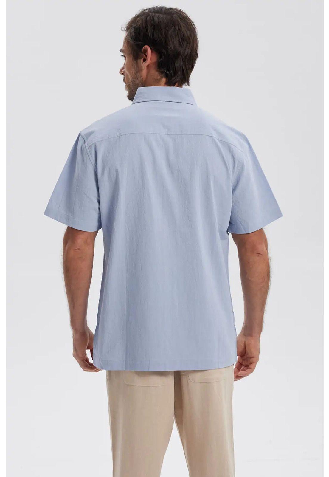 Camisa Hombre Con Bolsillo Azul-2
