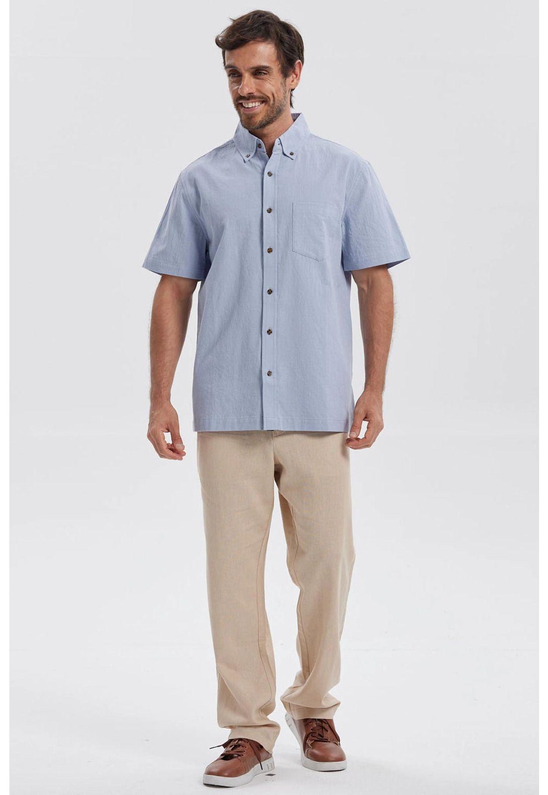 Camisa Hombre Con Bolsillo Azul-3