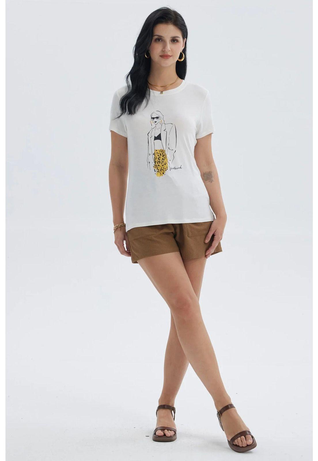 Polera Mujer Print Crudo - lV-3