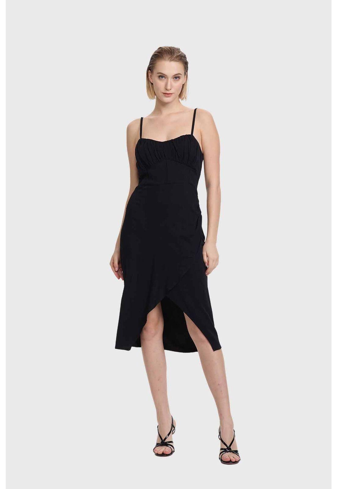 Vestido Mujer Largo Escote Negro-3