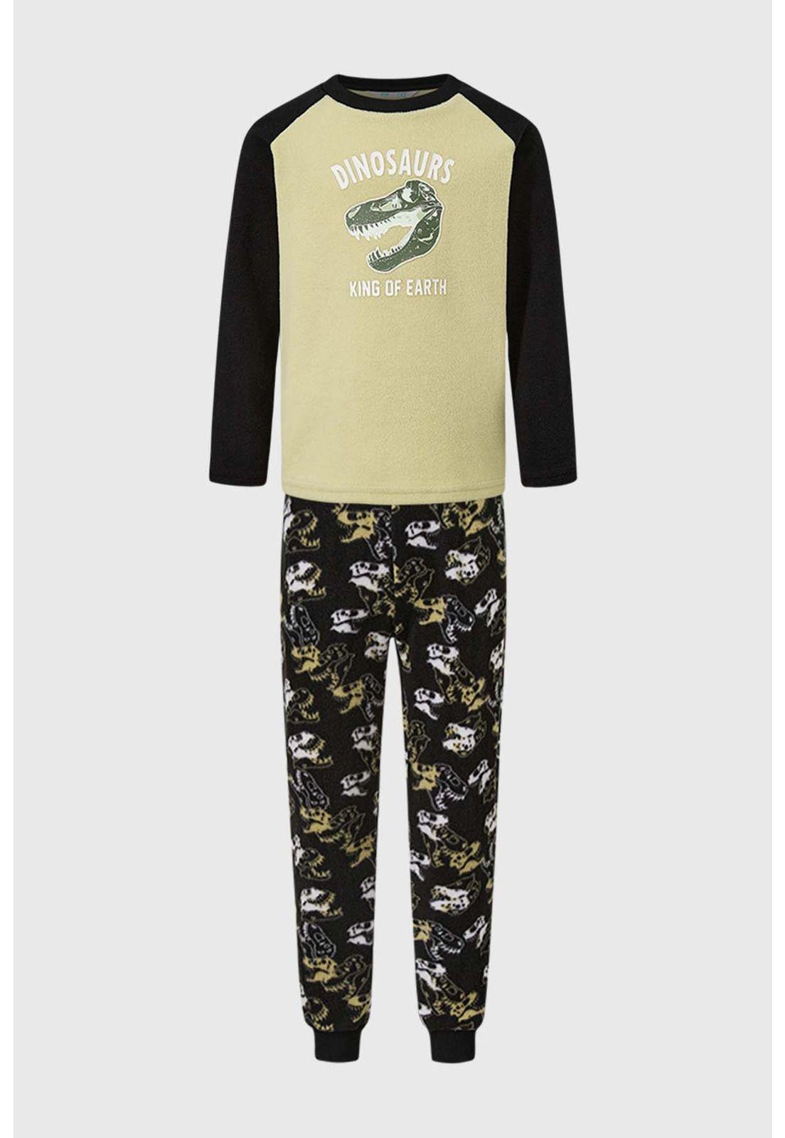 Pijama Niño Polar Dinosaurio Negro-0