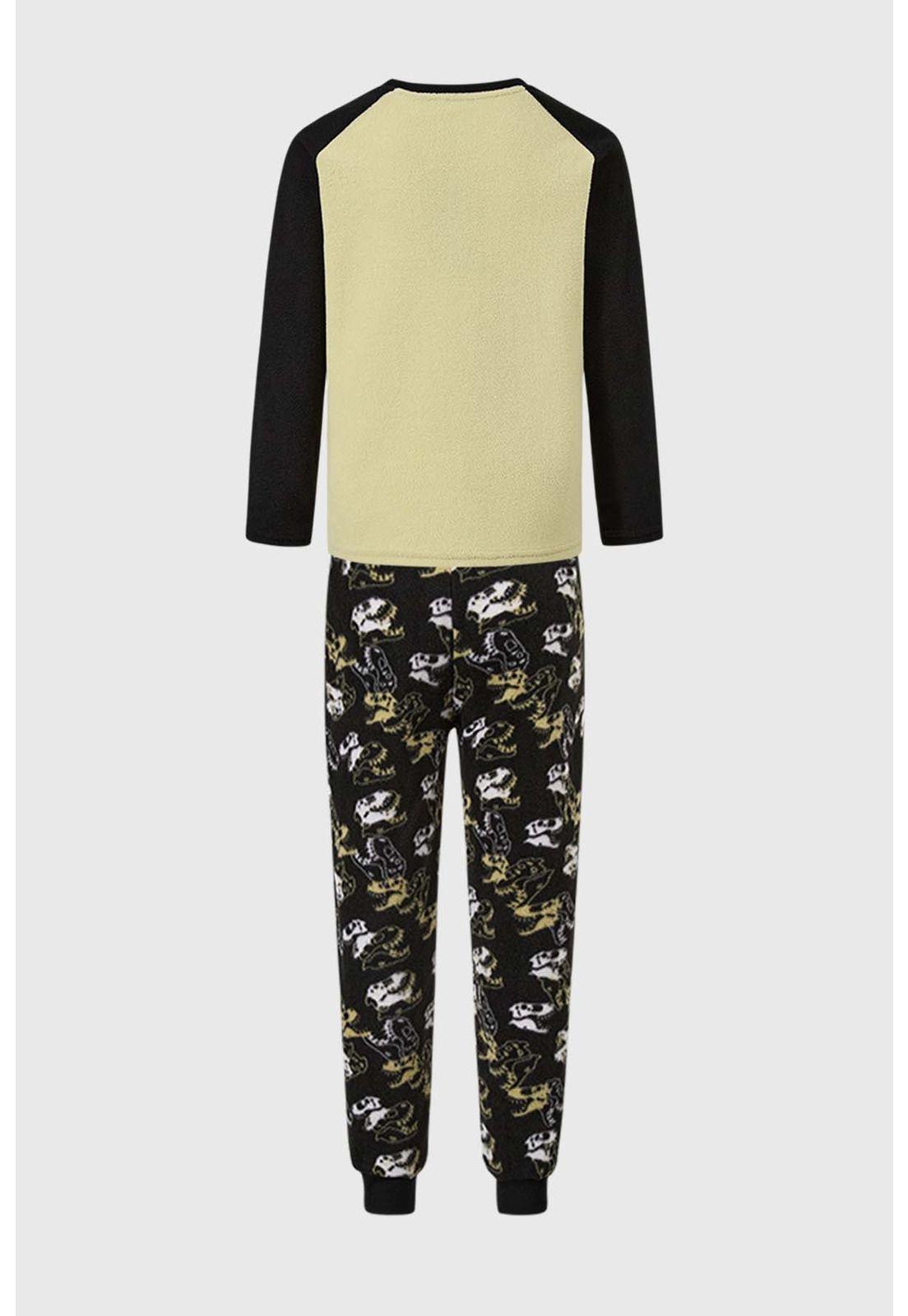 Pijama Niño Polar Dinosaurio Negro-1