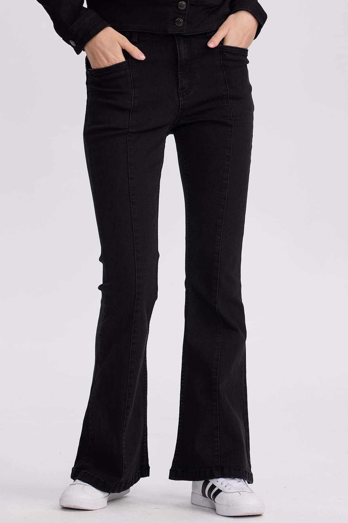 Jeans Mujer Flare Linea Negro-0