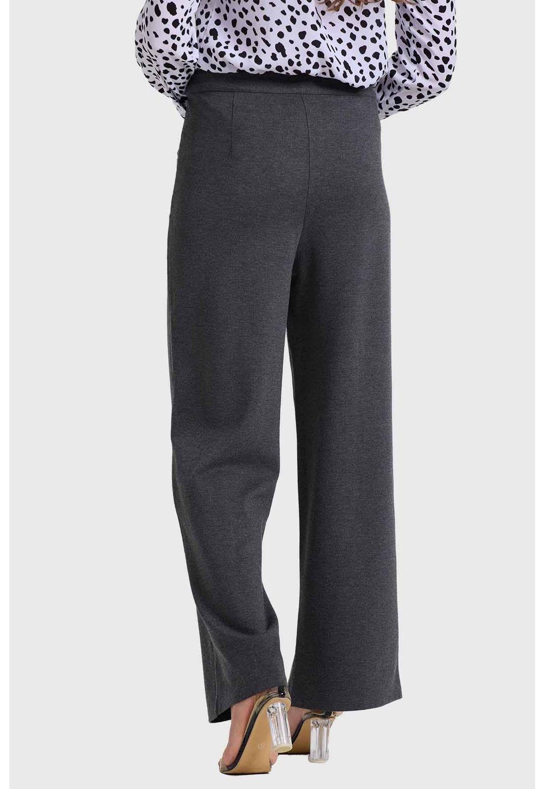 Pantalón Mujer Tiro Alto Sastrero Gris-2