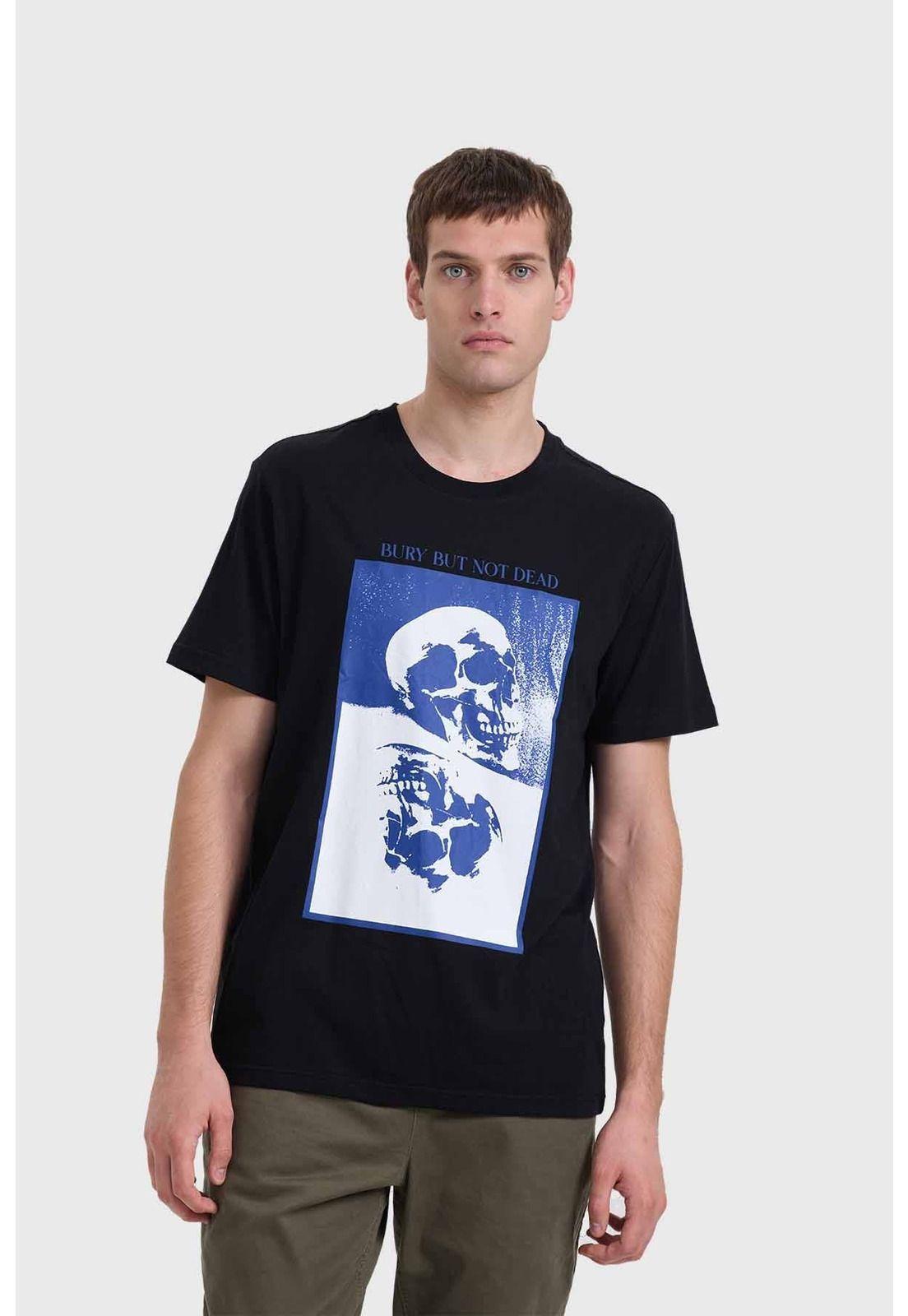 Polera Hombre Skull Print Negro-0