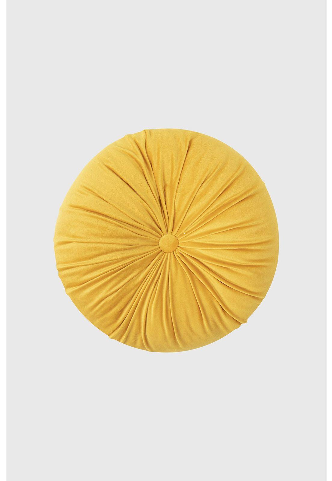 Cojín Unisex Velvet Redondo Mostaza-0