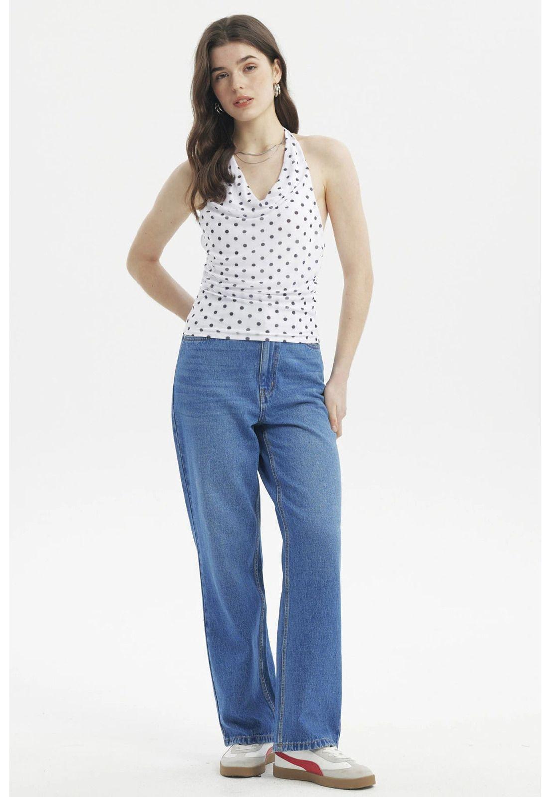 Polera Mujer Ajustado Halter Blanco-3