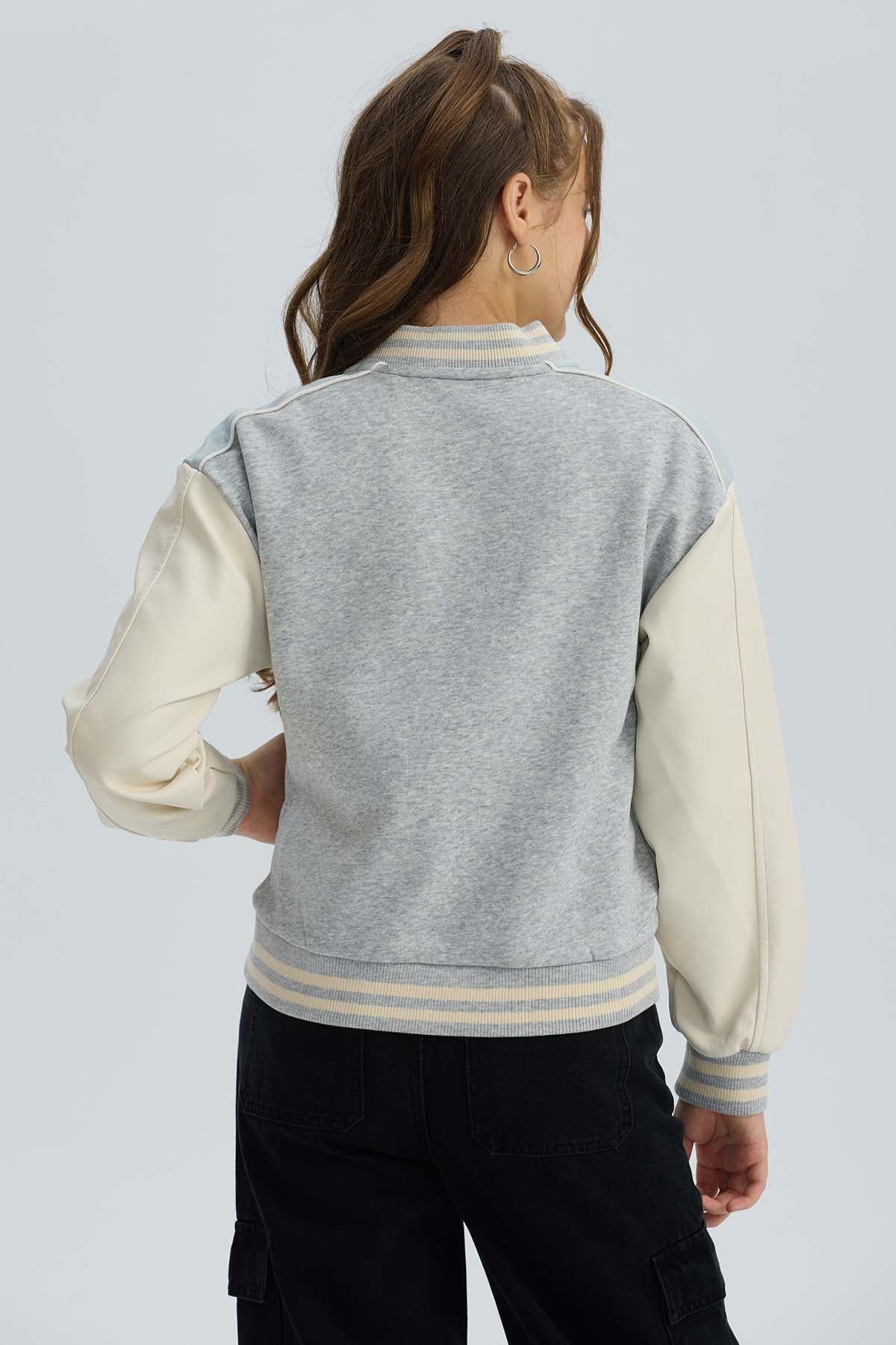 Chaqueta Niña Bomber Gris Melange II-2