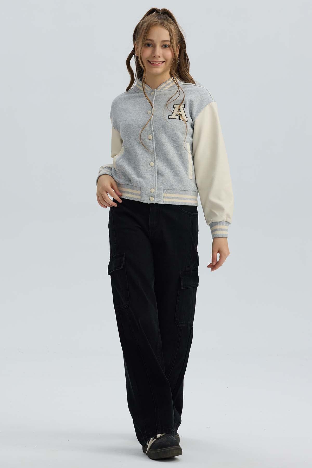 Chaqueta Niña Bomber Gris Melange II-3