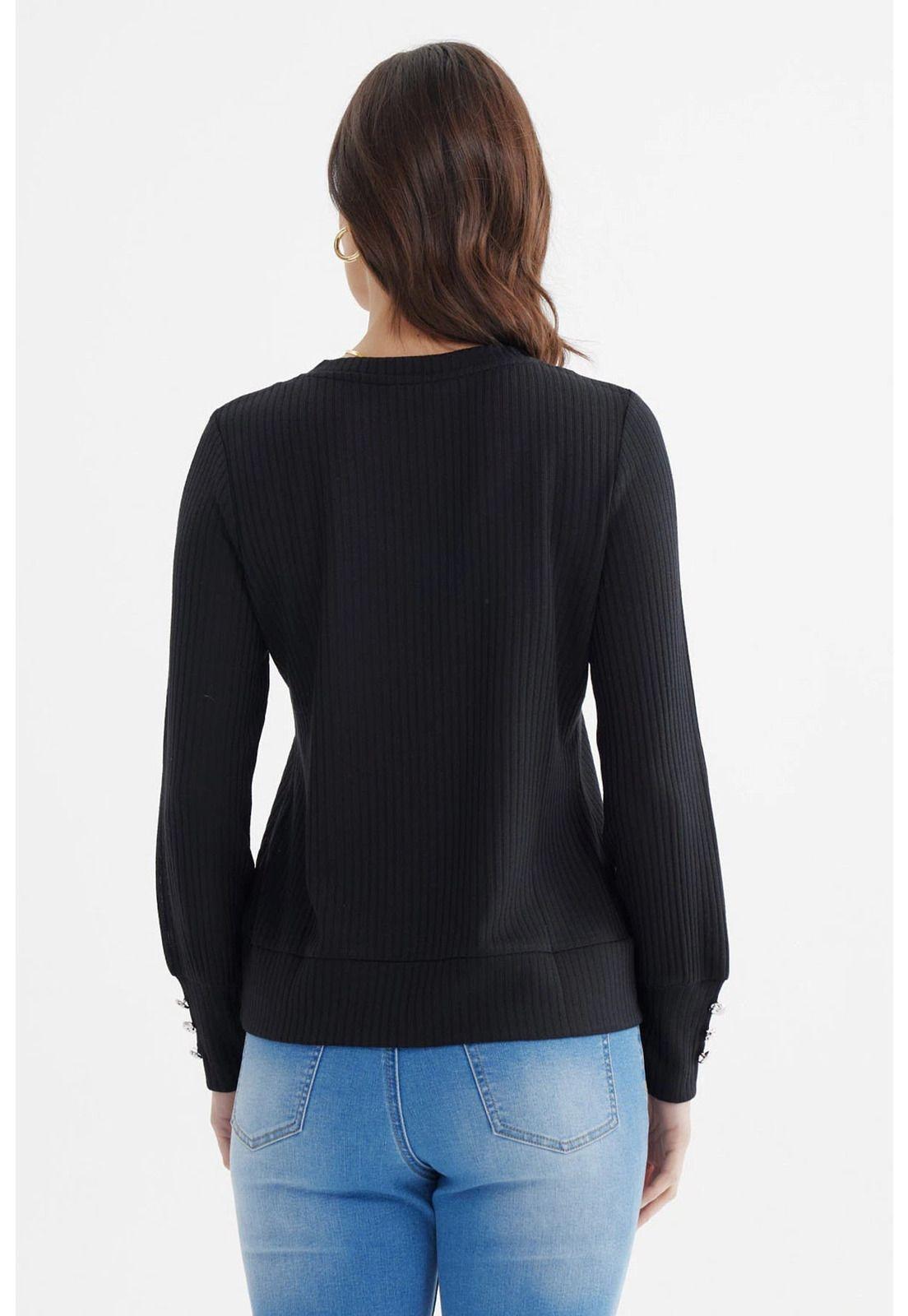 Sweater Mujer Ajustado Negro - ll-2