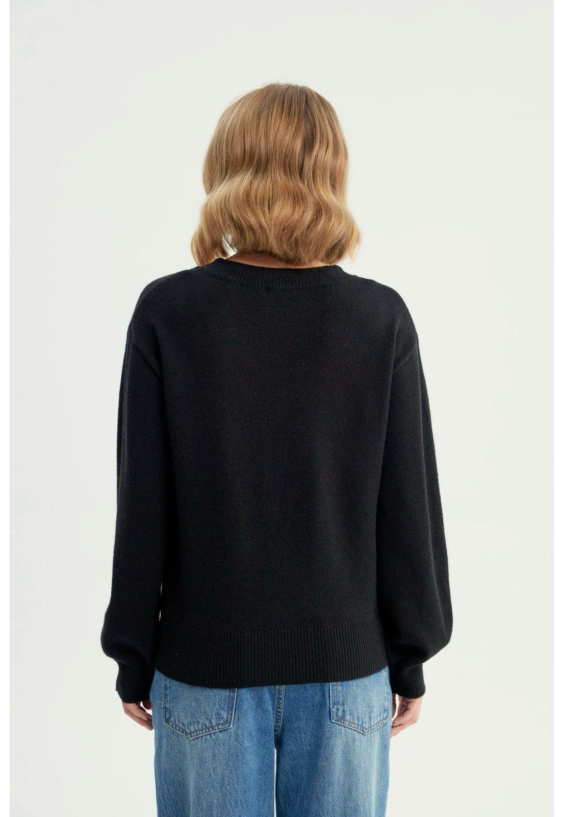 Sweater Mujer Classic Cuello V Negro-2