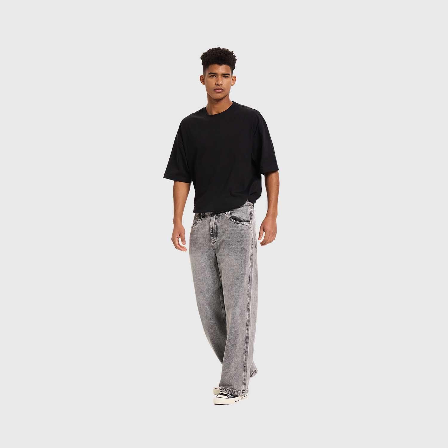 Jeans Hombre Baggy Con Cordón Gris Claro Fashion's Park-3