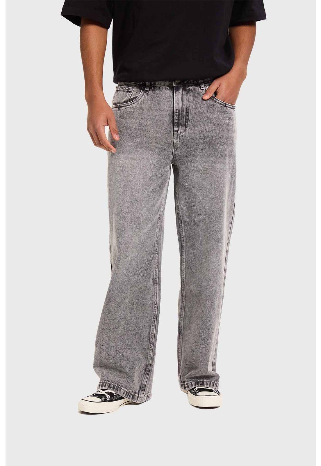 Jeans Hombre Baggy Con Cordón Gris-0