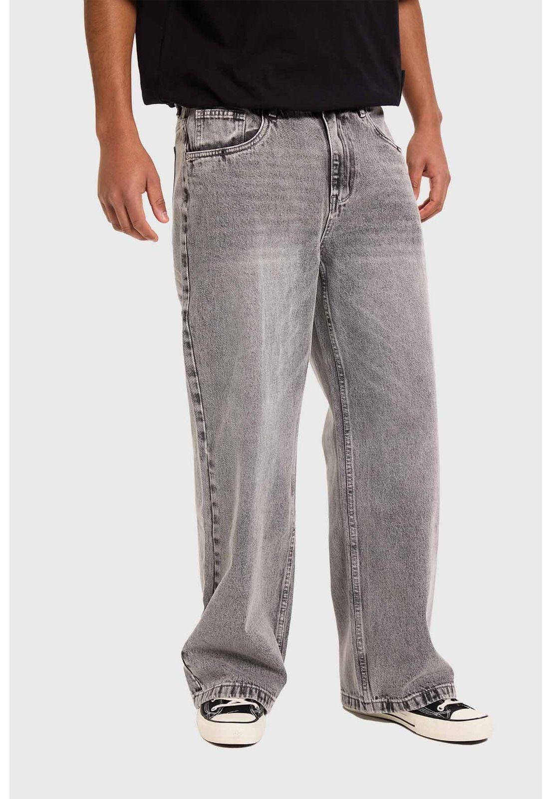 Jeans Hombre Baggy Con Cordón Gris-1