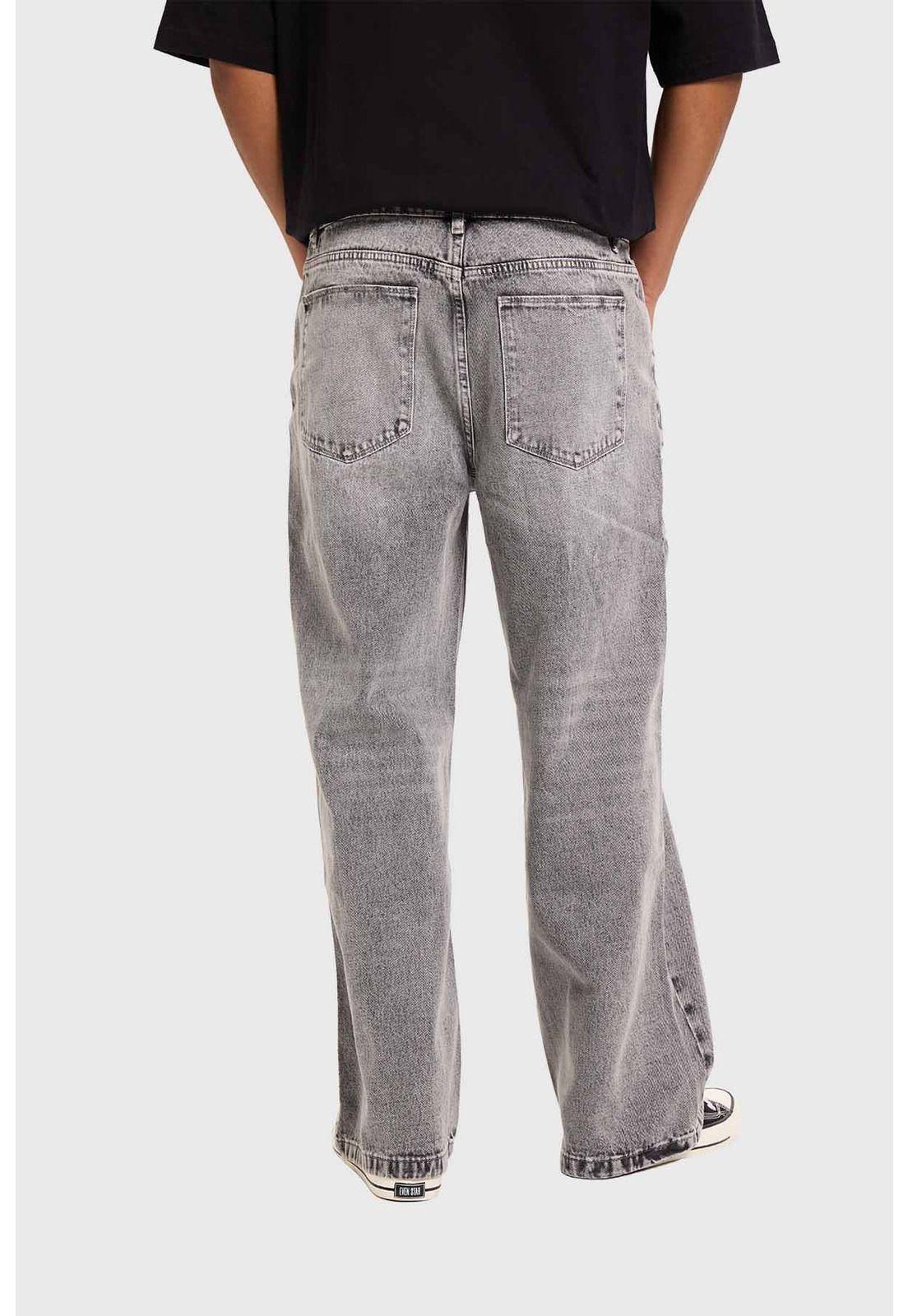 Jeans Hombre Baggy Con Cordón Gris-2