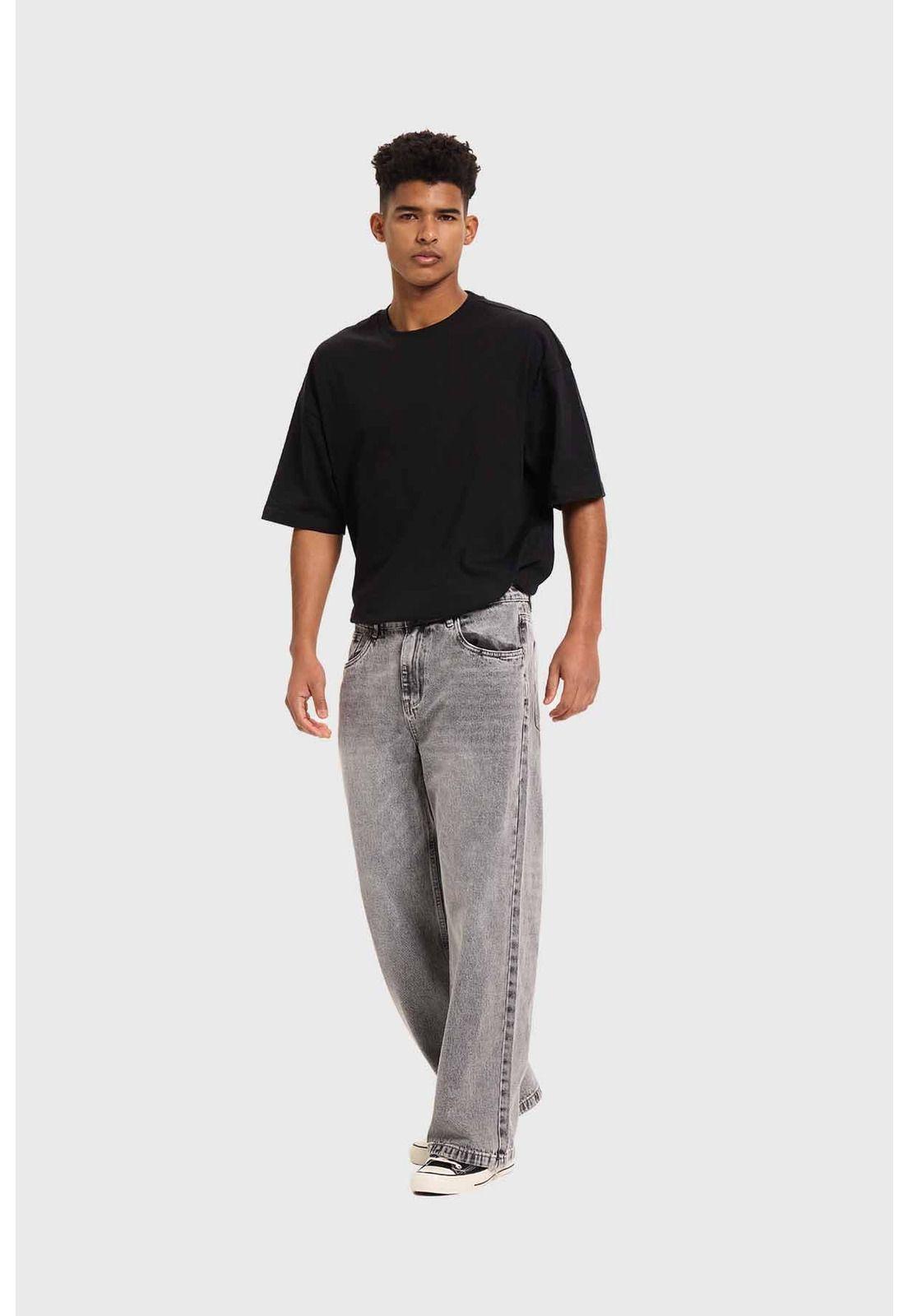 Jeans Hombre Baggy Con Cordón Gris-3