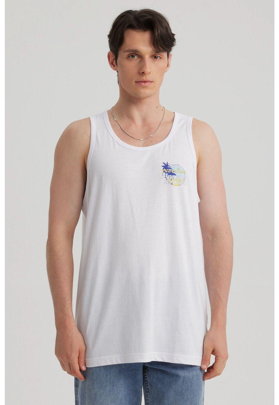 Polera Hombre Estampado Blanco-0