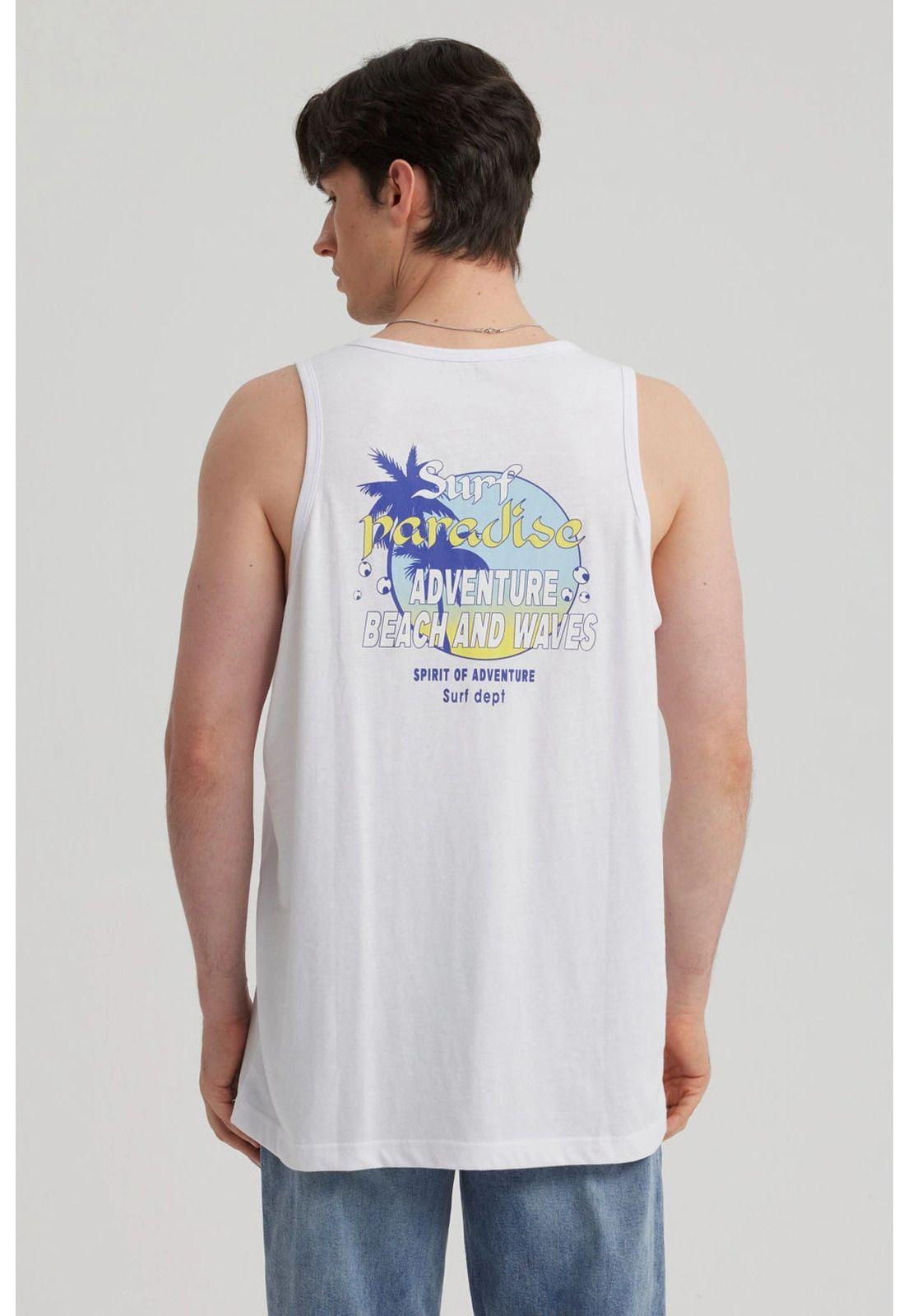 Polera Hombre Estampado Blanco-2