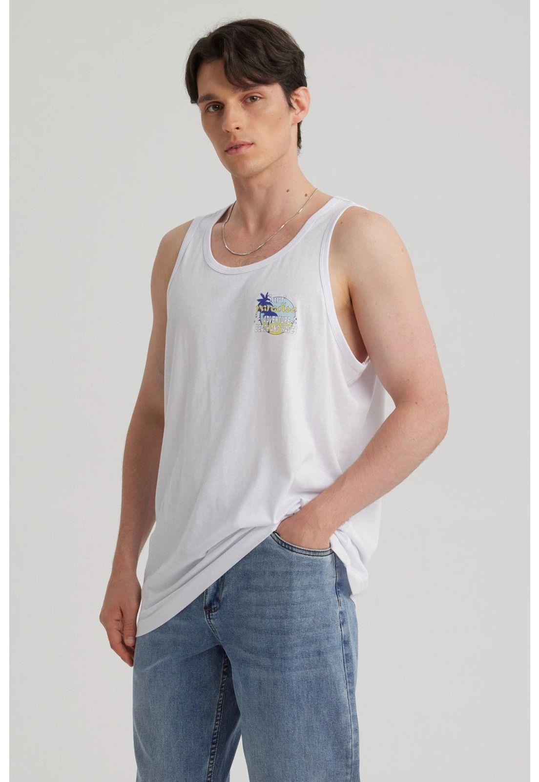 Polera Hombre Estampado Blanco-3