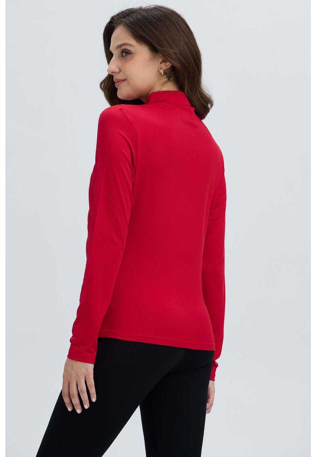 Polera Mujer Aplicación Arrugado Rojo Oscuro-2