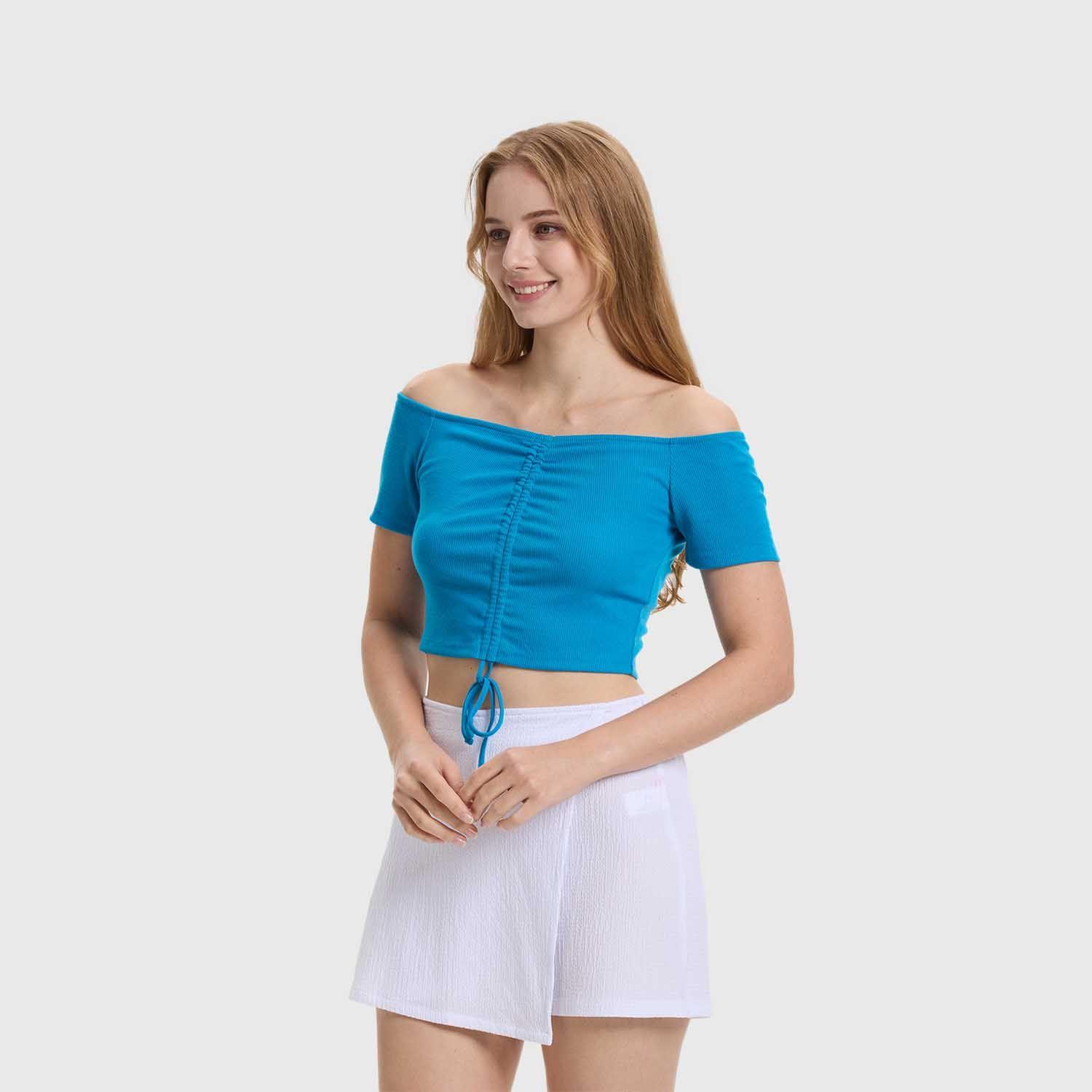 Polera Mujer Bardot Azul Claro Fashion's Park-1