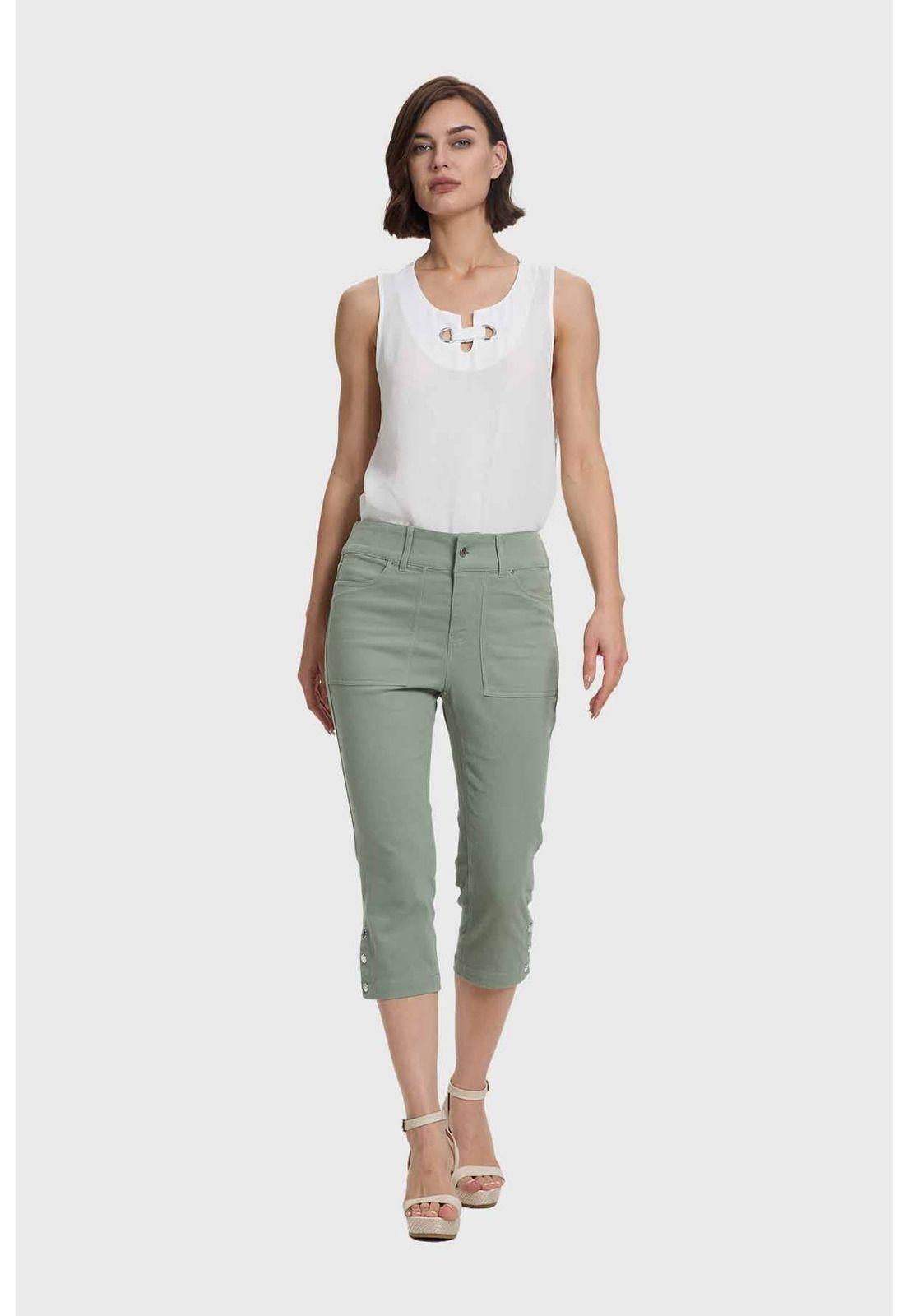 Pantalón Mujer Bolsillo Cargo Verde-3