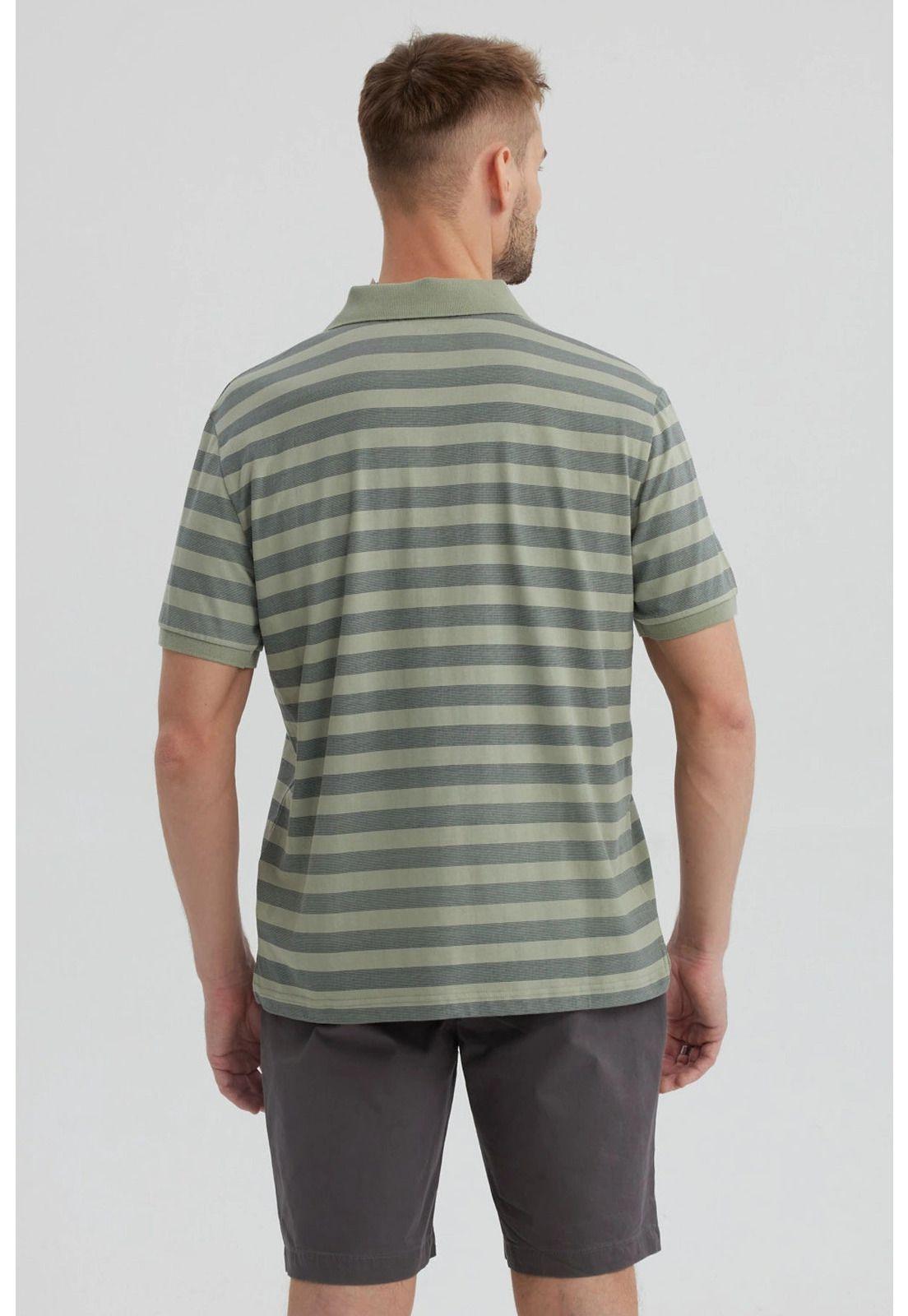 Polera Hombre Cuello Camisero Verde-2