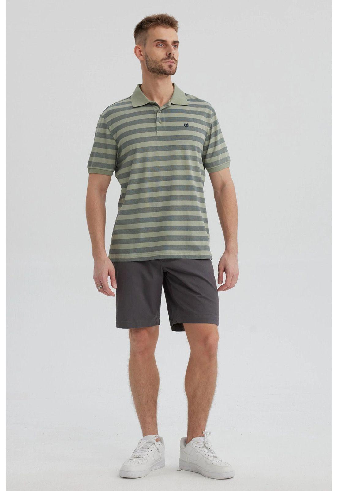 Polera Hombre Cuello Camisero Verde-3