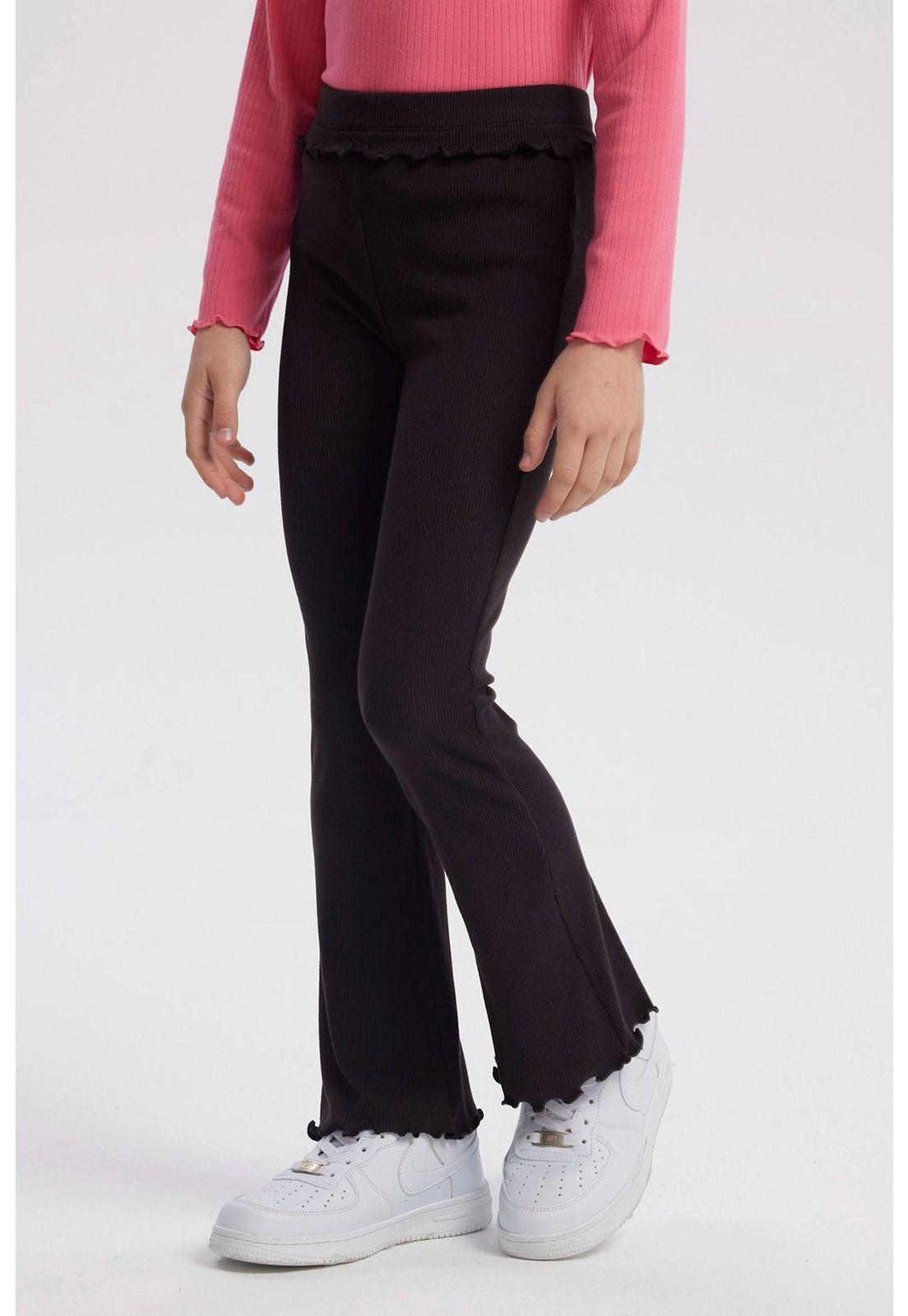 Calza Niña Flare Rib Negro-1