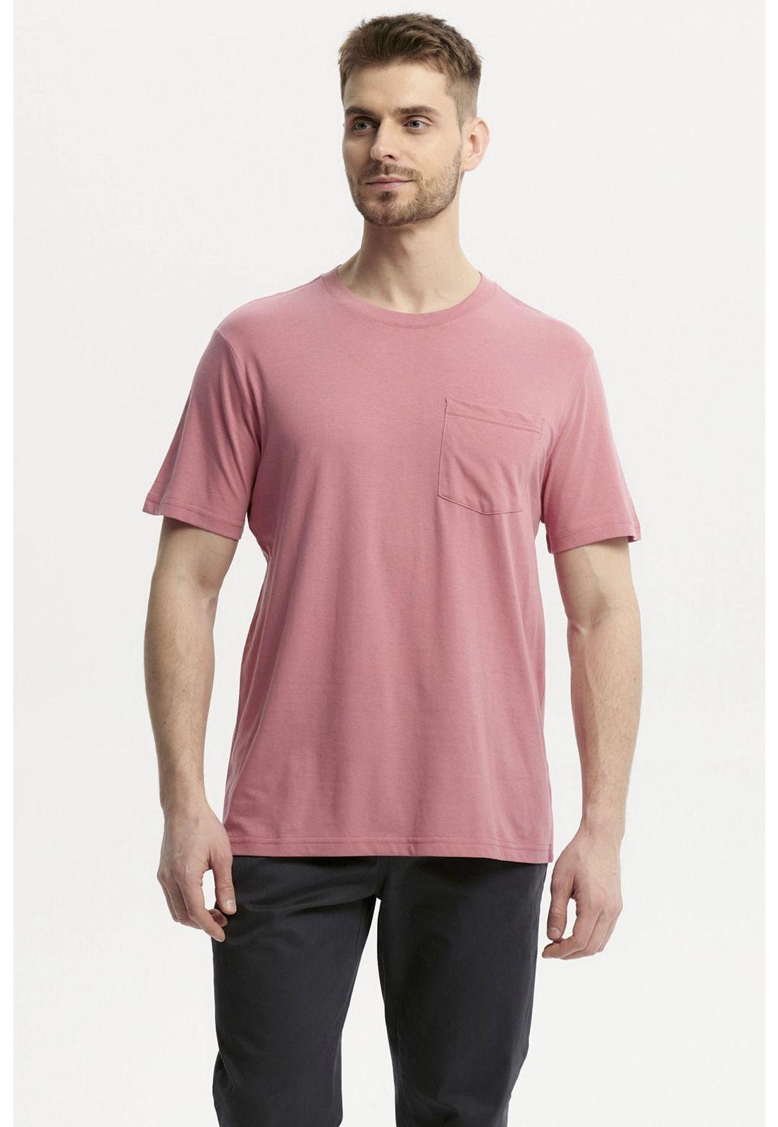 Polera Hombre Básica Con Bolsillo Palo Rosa - ll-0