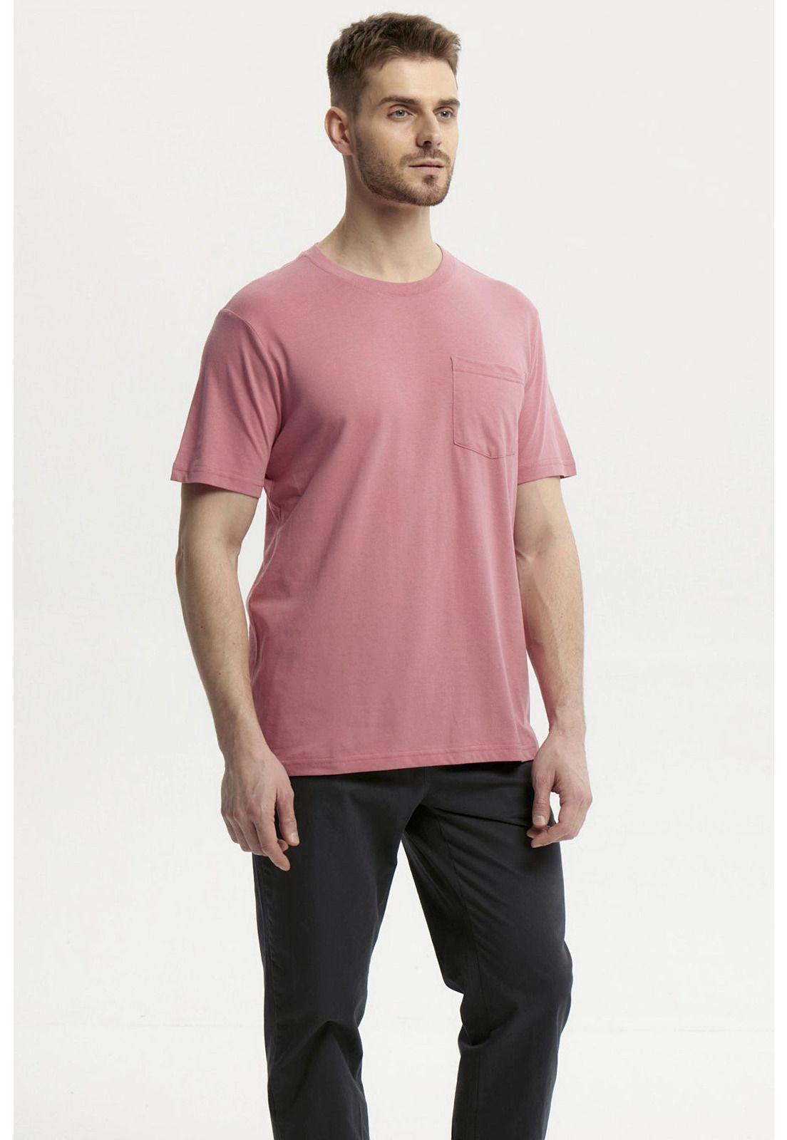 Polera Hombre Básica Con Bolsillo Palo Rosa - ll-1
