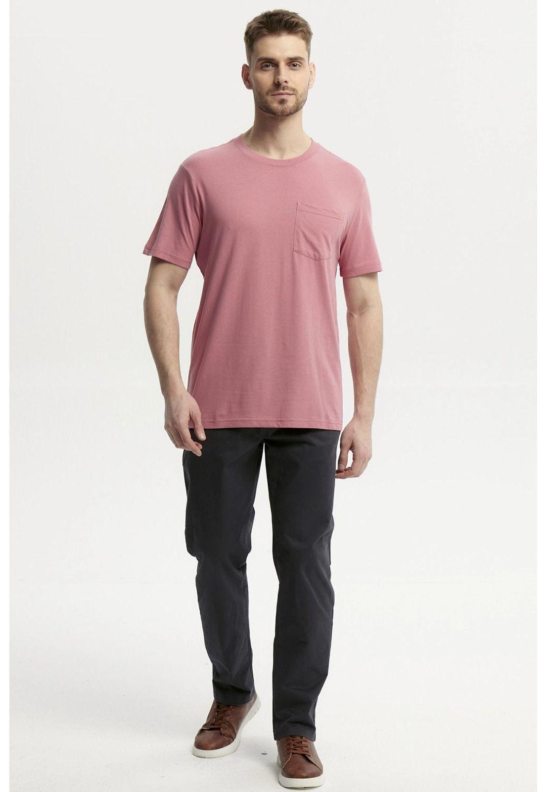 Polera Hombre Básica Con Bolsillo Palo Rosa - ll-3