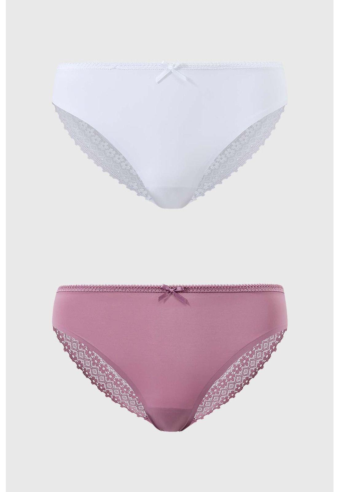 Calzón Mujer Bipack Encaje Rosa-0