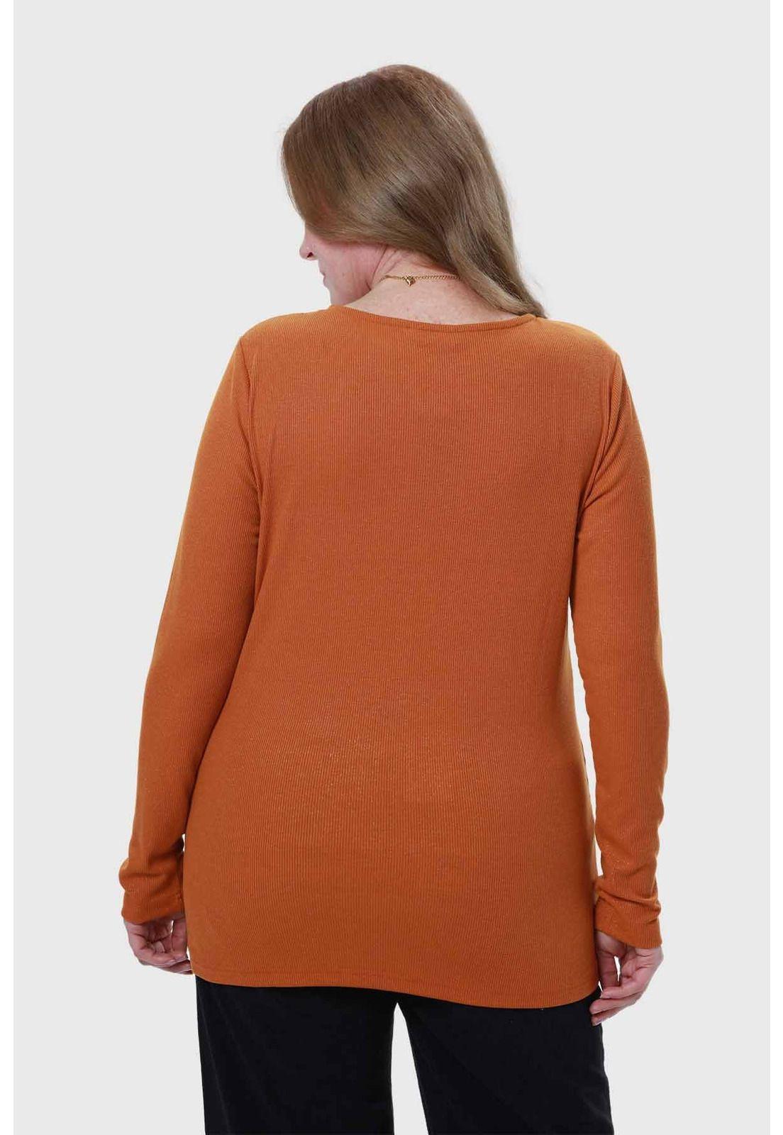 Polera Mujer Tejida Camel-2