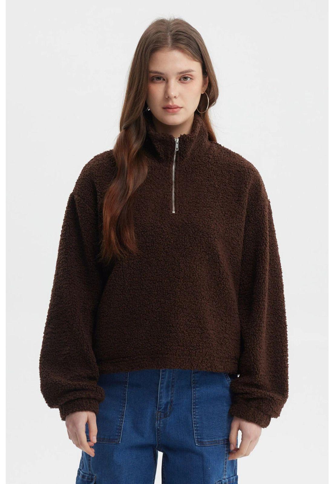 Polar Mujer Cuello Camisero Café Oscuro-0